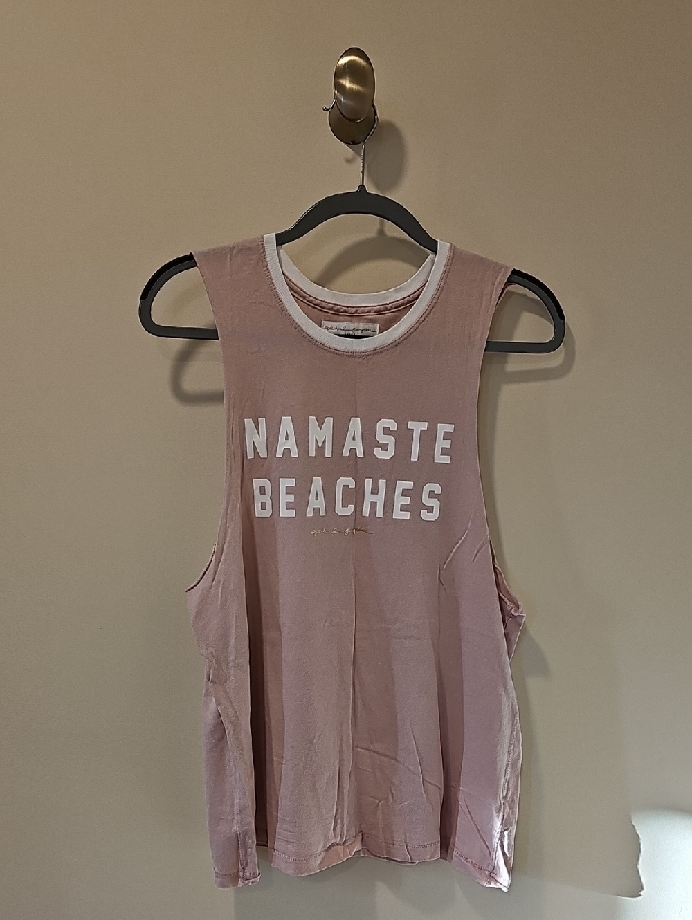 Spiritual Gangster Pink 'Namaste Beaches' Sleeveless Tank; EUC; Size Large
